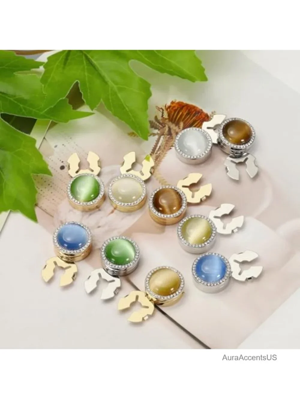 Cat's Eye Button Cover Cufflinks Detachable Decorative for French Cuff Shirts